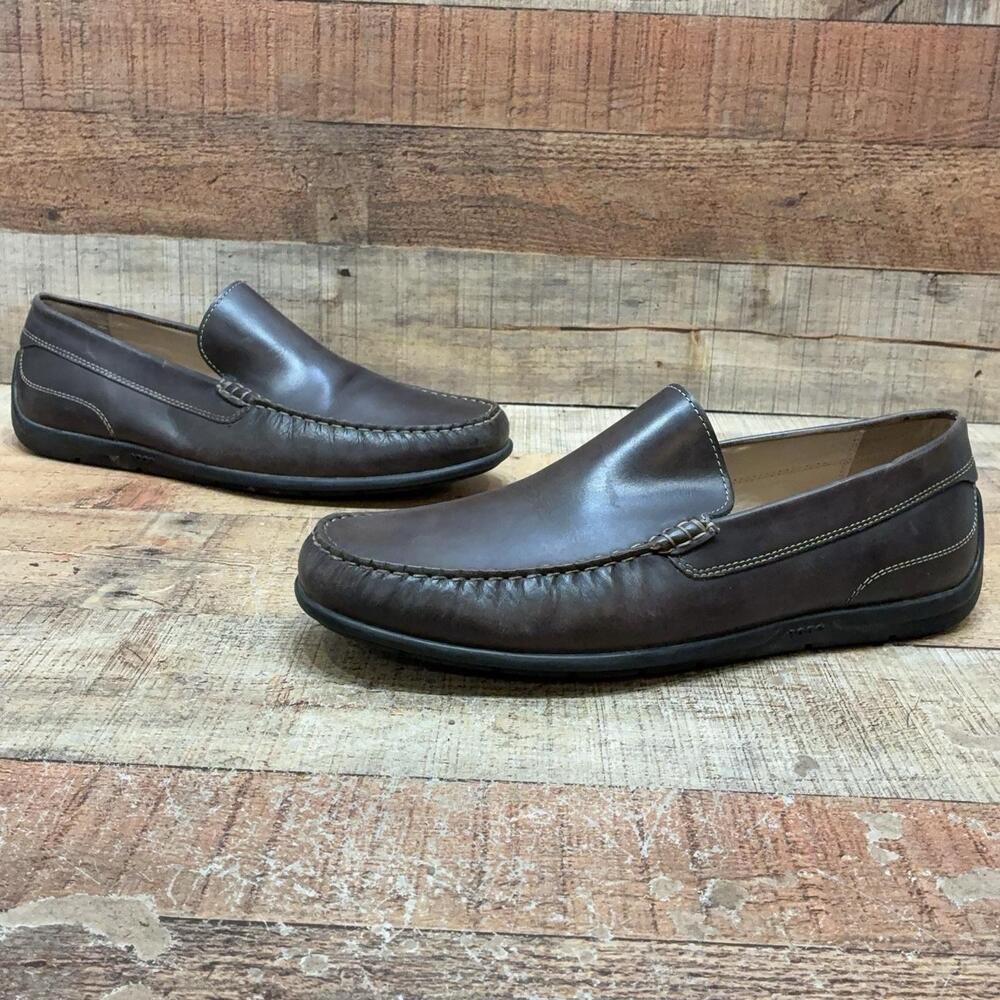 ECCO Shoes Mens Size 47 Brown Leather Slip On Casual Comfort Loafer 570904